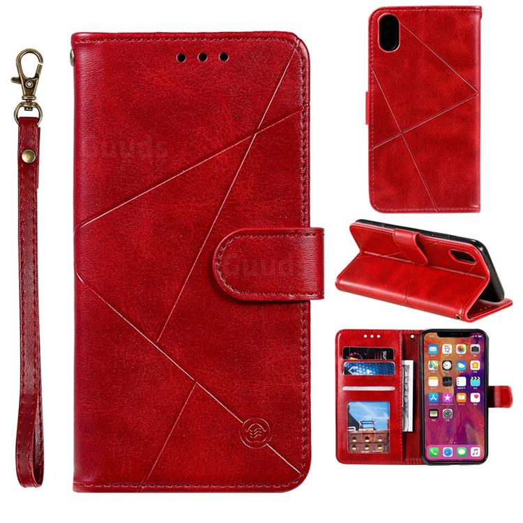 Embossing Geometric Leather Wallet Case for iPhone Xr (6.1 inch) - Red