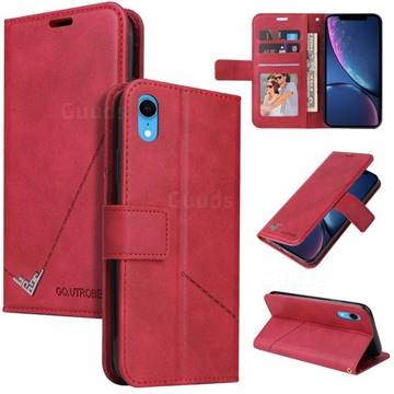 GQ.UTROBE Right Angle Silver Pendant Leather Wallet Phone Case for iPhone Xr (6.1 inch) - Red