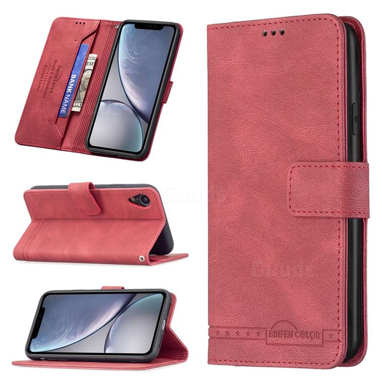 Binfen Color RFID Blocking Leather Wallet Case for iPhone Xr (6.1 inch) - Red