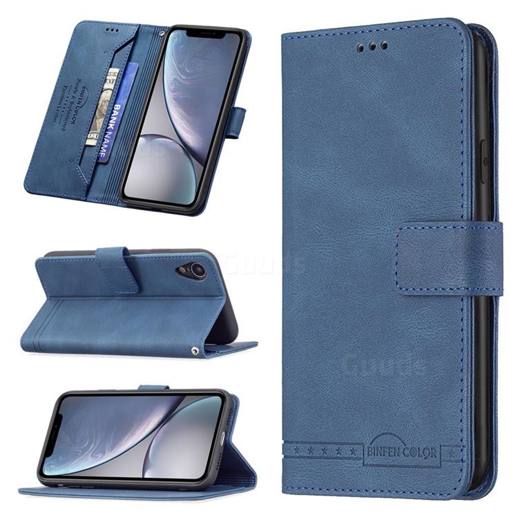 Binfen Color RFID Blocking Leather Wallet Case for iPhone Xr (6.1 inch) - Blue