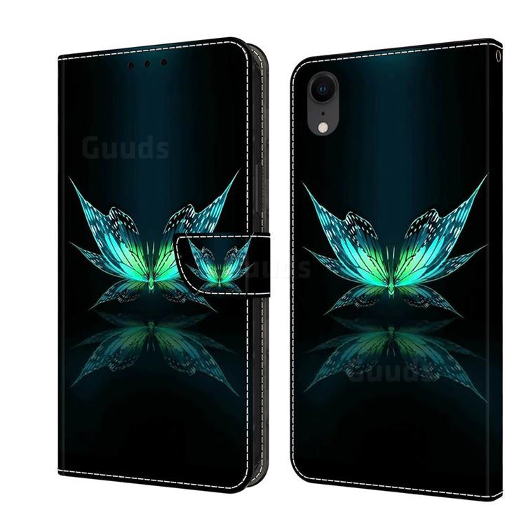 Reflection Butterfly Crystal PU Leather Protective Wallet Case Cover for iPhone Xr (6.1 inch)