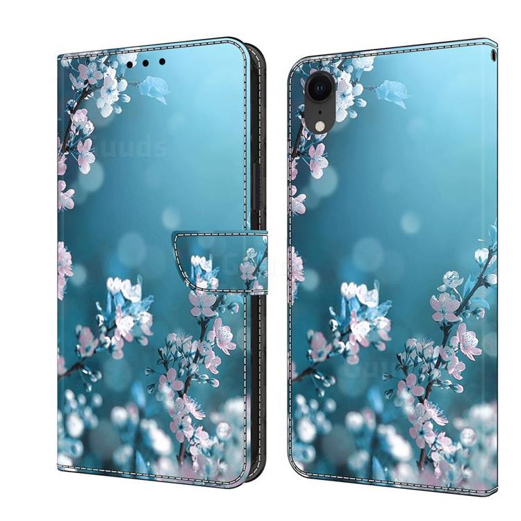 Plum Blossom Crystal PU Leather Protective Wallet Case Cover for iPhone Xr (6.1 inch)