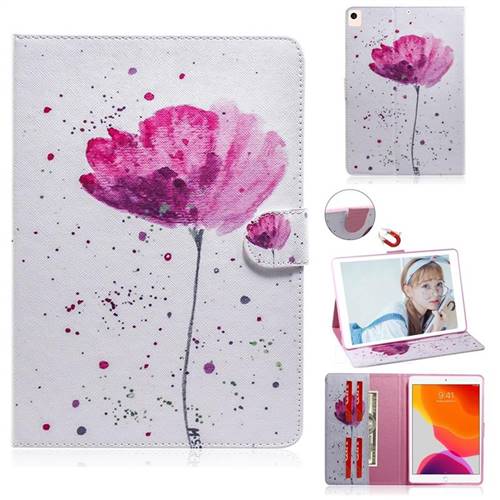 Purple Orchid Painting Tablet Leather Wallet Flip Cover for Apple iPad 10.2 (2019)