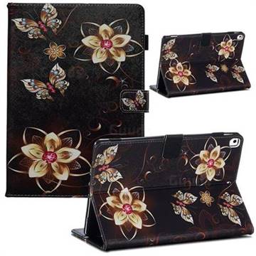 Golden Flower Butterfly Folio Stand Leather Wallet Case for Apple iPad 10.2 (2019)