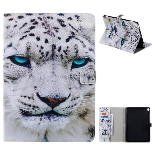 White Leopard Folio Flip Stand Leather Wallet Case for Apple iPad 10.2 (2019)