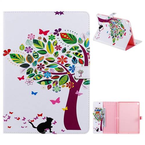 Cat and Tree Folio Flip Stand Leather Wallet Case for Apple iPad 10.2 (2019)