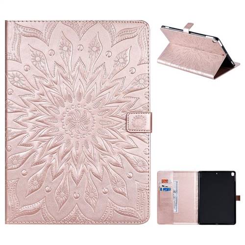 Embossing Sunflower Leather Flip Cover for Apple iPad 10.2 (2019) - Rose Gold