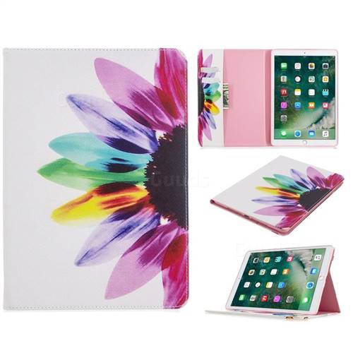 Seven-color Flowers Folio Stand Leather Wallet Case for Apple iPad 10.2 (2019)