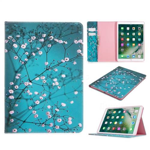 Blue Plum flower Folio Stand Leather Wallet Case for Apple iPad 10.2 (2019)