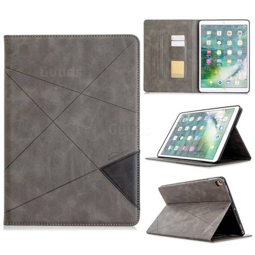 Binfen Color Prismatic Slim Magnetic Sucking Stitching Wallet Flip Cover for Apple iPad 10.2 (2019) - Gray