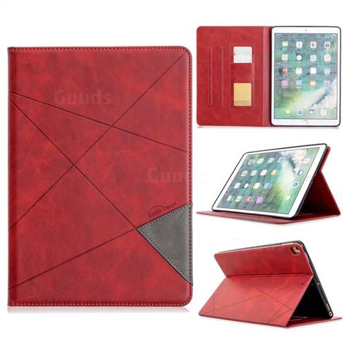 Binfen Color Prismatic Slim Magnetic Sucking Stitching Wallet Flip Cover for Apple iPad 10.2 (2019) - Red