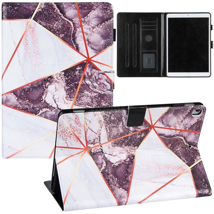 Black and White Stitching Color Marble Leather Flip Cover for Apple iPad 10.2 (2019)