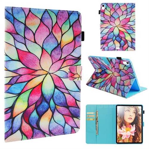 Colorful Lotus Folio Stand Leather Wallet Case for Apple iPad Pro 11 2018