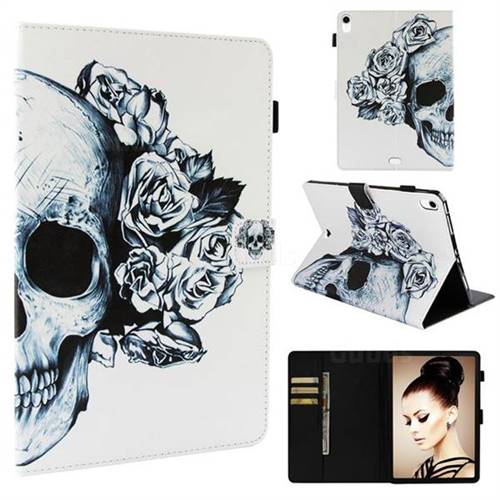 Skull Flower Folio Stand Leather Wallet Case for Apple iPad Pro 11 2018