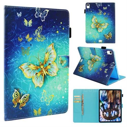 Gold Butterfly Folio Stand Leather Wallet Case for Apple iPad Pro 11 2018