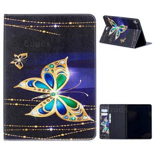 Golden Shining Butterfly Folio Stand Leather Wallet Case for Apple iPad Pro 11 2018