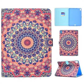 Orange Mandala Flower Folio Flip Stand Leather Wallet Case for Apple iPad Pro 11 2018