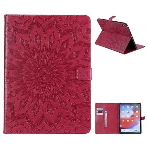 Embossing Sunflower Leather Flip Cover for Apple iPad Pro 11 2018 - Red