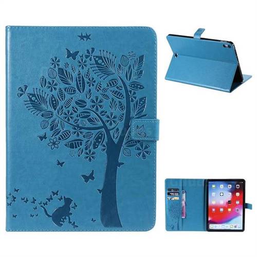 Embossing Butterfly Tree Leather Flip Cover for Apple iPad Pro 11 2018 - Blue