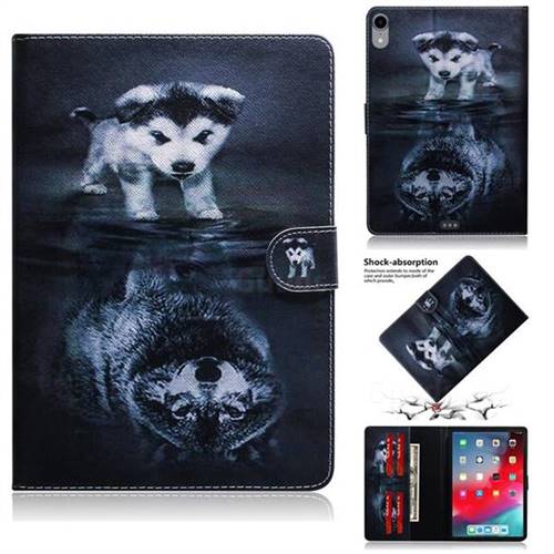 Wolf and Dog Painting Tablet Leather Wallet Flip Cover for Apple iPad Pro 11 2018