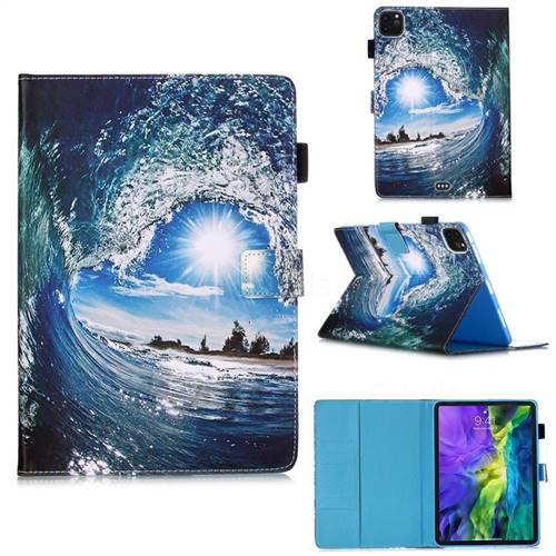Waves and Sun Matte Leather Wallet Tablet Case for Apple iPad Pro 11 2018