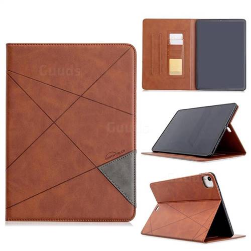 Binfen Color Prismatic Slim Magnetic Sucking Stitching Wallet Flip Cover for Apple iPad Pro 11(2018) - Brown