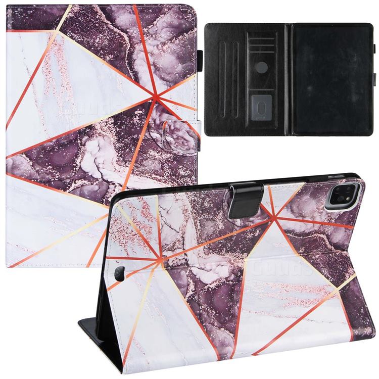 Black and White Stitching Color Marble Leather Flip Cover for Apple iPad Pro 11(2018)