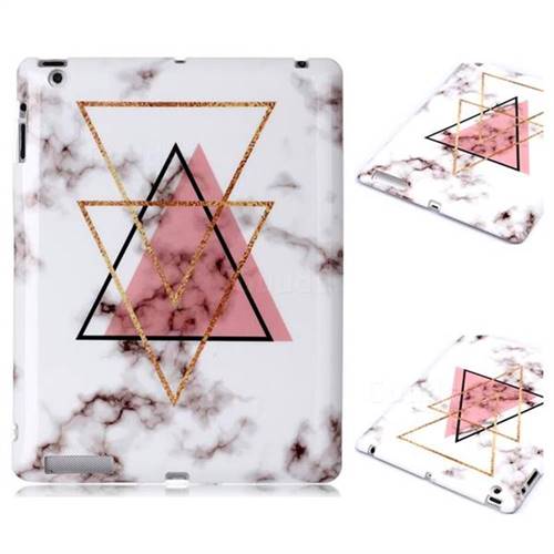 Inverted Triangle Powder Marble Clear Bumper Glossy Rubber Silicone Phone Case for iPad 4 the New iPad iPad2 iPad3