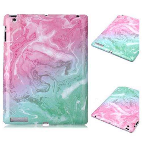 Pink Green Marble Clear Bumper Glossy Rubber Silicone Phone Case for iPad 4 the New iPad iPad2 iPad3