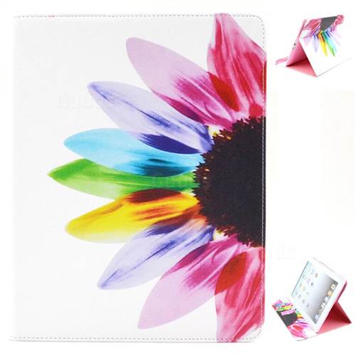 Seven-color Flowers Folio Stand Leather Wallet Case for iPad 4 / the New iPad / iPad 2 / iPad 3