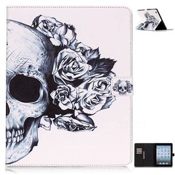 Skull Flower Folio Stand Leather Wallet Case for iPad 4 / the New iPad / iPad 2 / iPad 3