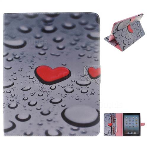 Heart Raindrop Painting Tablet Leather Wallet Flip Cover for iPad 4 the New iPad iPad2 iPad3