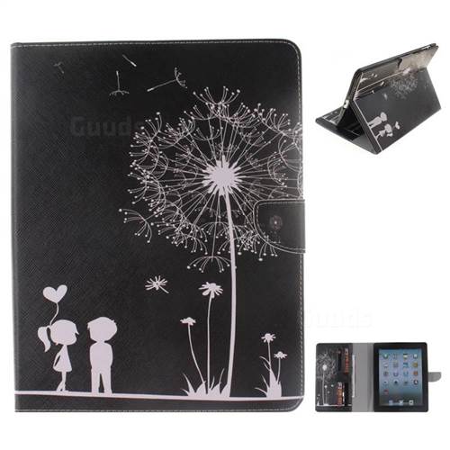 Black Dandelion Painting Tablet Leather Wallet Flip Cover for iPad 4 the New iPad iPad2 iPad3