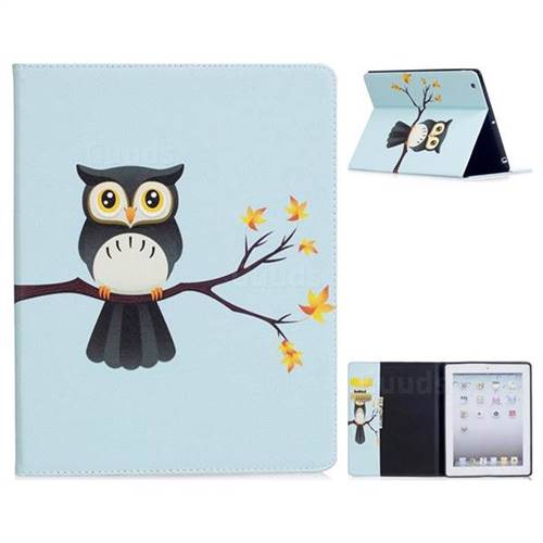 Owl on Tree Folio Stand Leather Wallet Case for iPad 4 the New iPad iPad2 iPad3