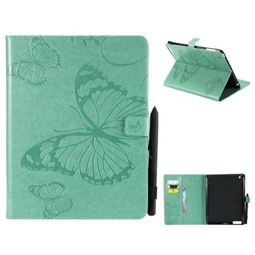 Embossing 3D Butterfly Leather Wallet Case for iPad 4 the New iPad iPad2 iPad3 - Green
