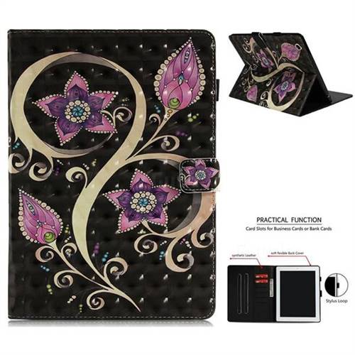 Peacock Flower 3D Painted Leather Wallet Tablet Case for iPad 4 the New iPad iPad2 iPad3