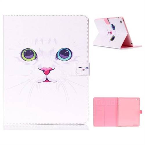 White Cat Folio Stand Leather Wallet Case for iPad 4 the New iPad iPad2 iPad3