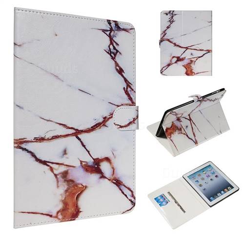White Gold Marble Smooth Leather Tablet Wallet Case for iPad 4 the New iPad iPad2 iPad3