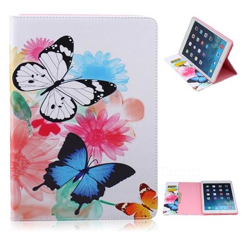 Vivid Flying Butterflies Folio Stand Leather Wallet Case for iPad Air / iPad 5