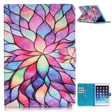 Colorful Lotus Folio Stand Leather Wallet Case for iPad Air / iPad 5