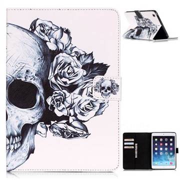 Skull Flower Folio Stand Leather Wallet Case for iPad Air / iPad 5