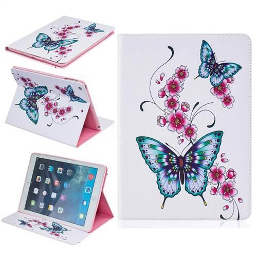 Peach Butterflies Folio Stand Leather Wallet Case for iPad Air / iPad 5