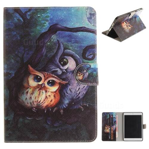 Oil Painting Owl Painting Tablet Leather Wallet Flip Cover for iPad Air iPad5