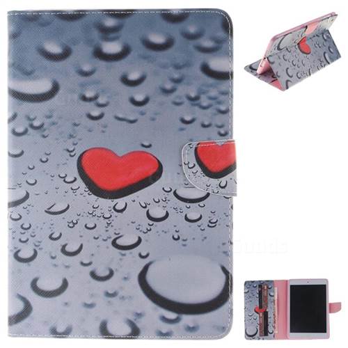 Heart Raindrop Painting Tablet Leather Wallet Flip Cover for iPad Air iPad5