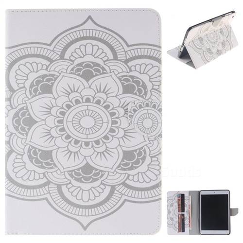 White Flowers Painting Tablet Leather Wallet Flip Cover for iPad Air iPad5