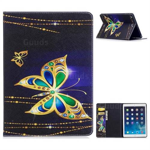 Golden Shining Butterfly Folio Stand Leather Wallet Case for iPad Air iPad5