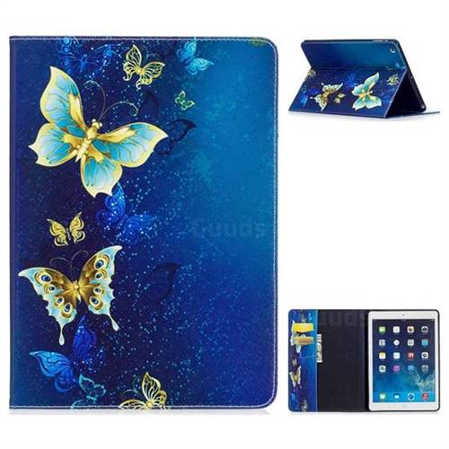 Golden Butterflies Folio Stand Leather Wallet Case for iPad Air iPad5