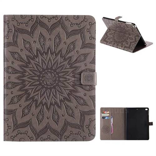 Embossing Sunflower Leather Flip Cover for iPad Air iPad5 - Gray