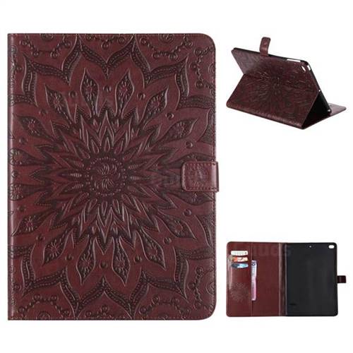 Embossing Sunflower Leather Flip Cover for iPad Air iPad5 - Brown