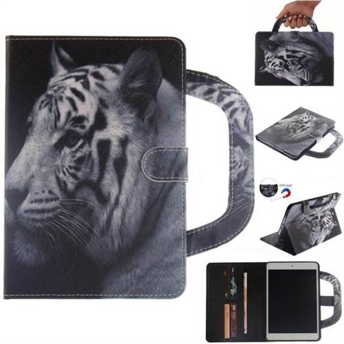 White Tiger Handbag Tablet Leather Wallet Flip Cover for iPad Air iPad5